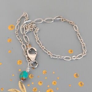 Kingman Turquoise Sterling Silver Bracelet/Anklet
